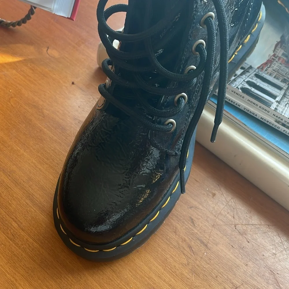 Black Patent Leather Women's Boots - Picture 3 of 3